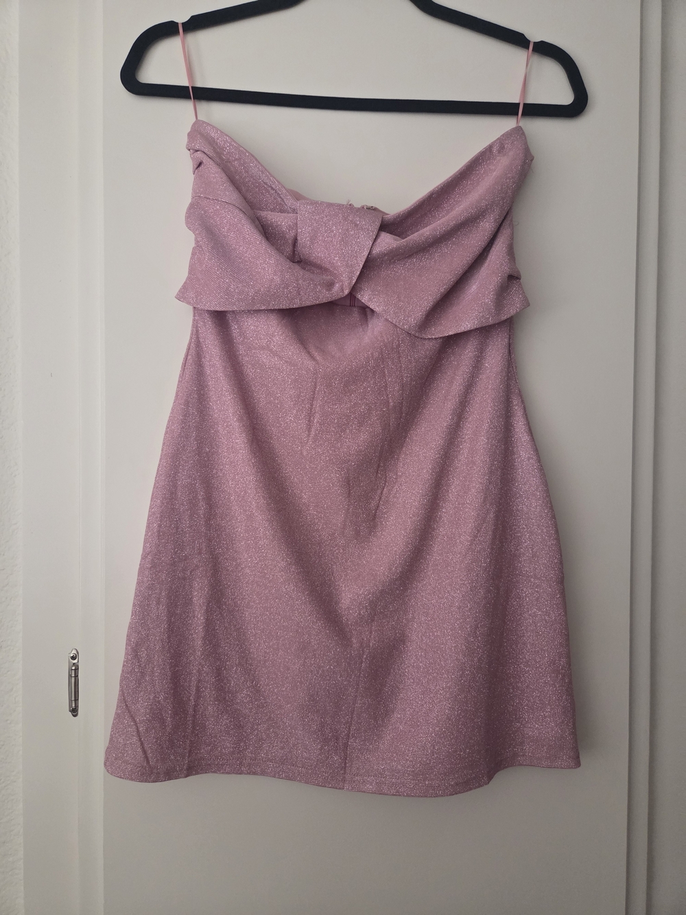 Cotton Candy Pink Sparkle Bow-Front Mini Dress